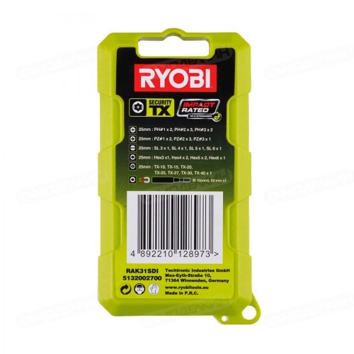 Набор бит Ryobi RAK31SDCi 31 предметов (5132002700)
